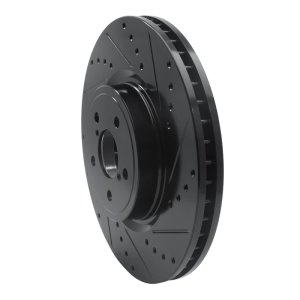 Subaru Forester Brake Rotor (1) - Front Right - R1 Concepts - Drilled & Slotted - Black - `05-`18